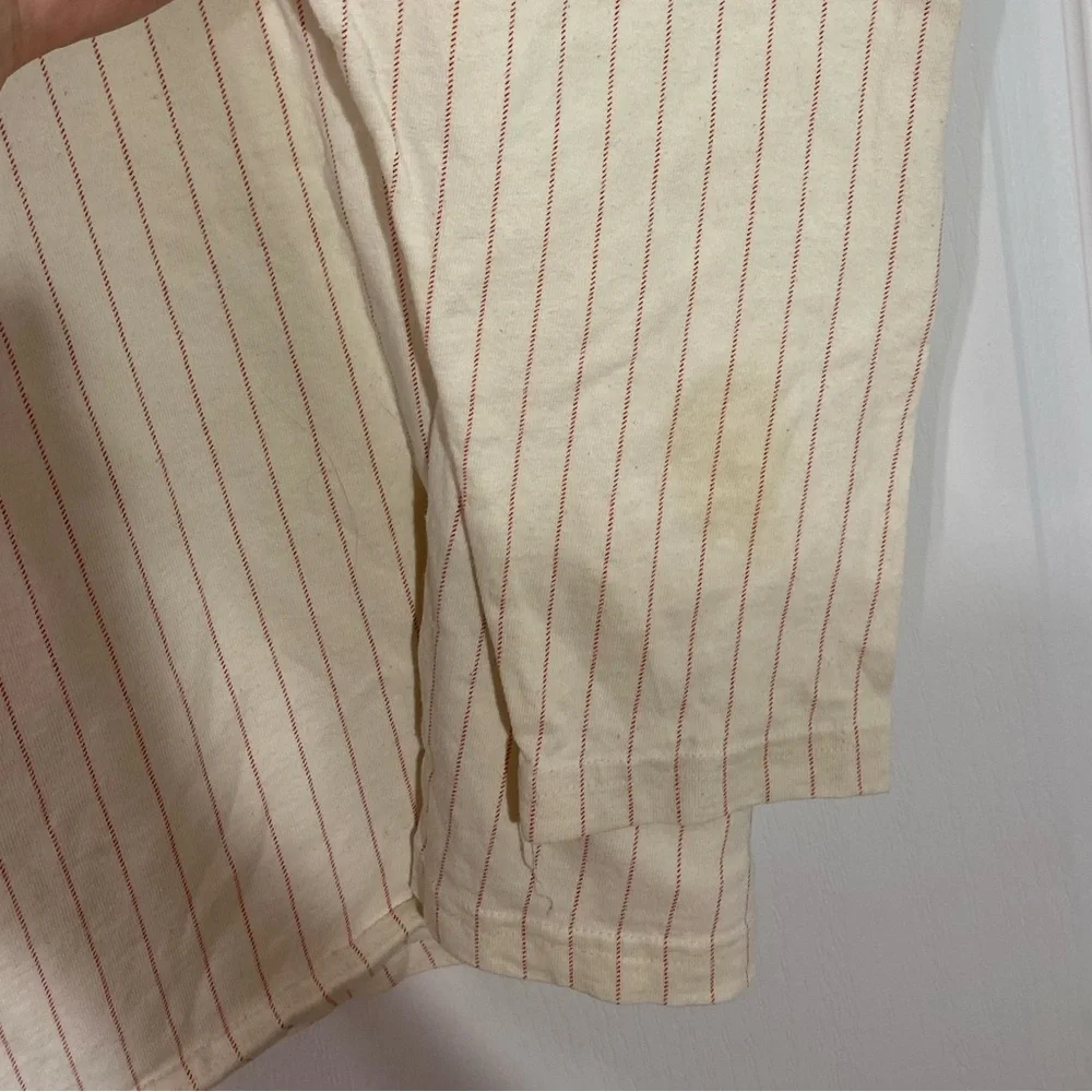 90s Guess Jeans USA MADE Red Pinstripe Long Sleeve Tee Vintage Boy’s Large